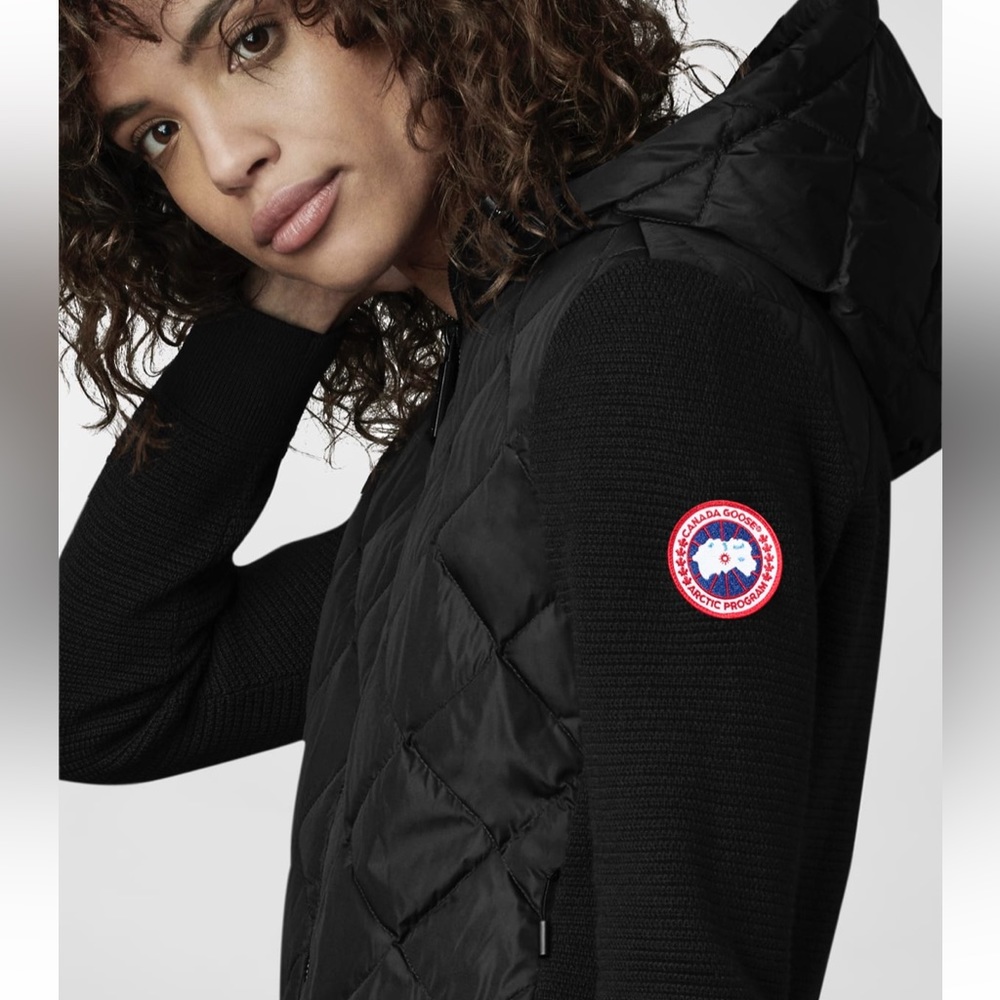 Canada Goose HyBridge Quilted Knit Hoodie sz Large Black Like New Condition